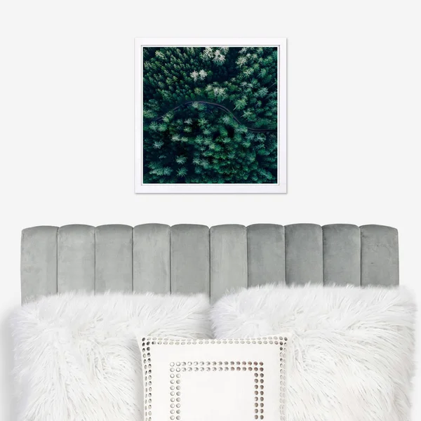 Grey Velvet Queen Powered Channeled Headboard, Queen Headboards, Dormify