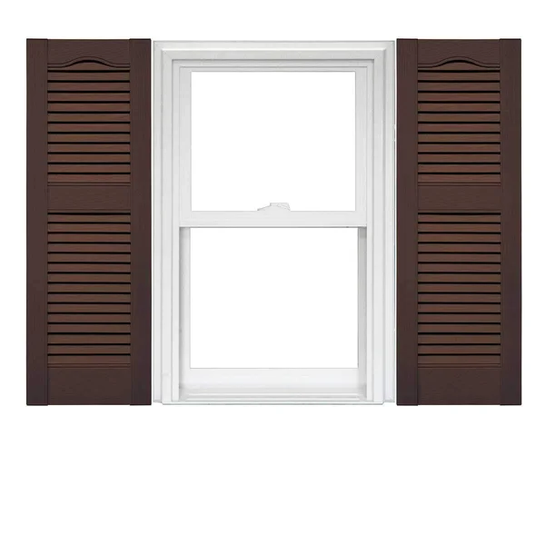 Mid America Open Louver Vinyl Shutters (1 Pair) - 14.5 x 67 009 Federal Brown
