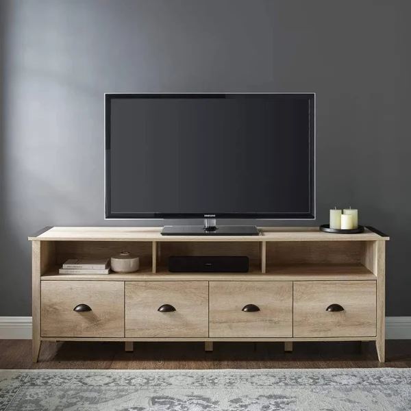 Walker Edison Clair 70 Industrial Farmhouse 4-Drawer TV Stand