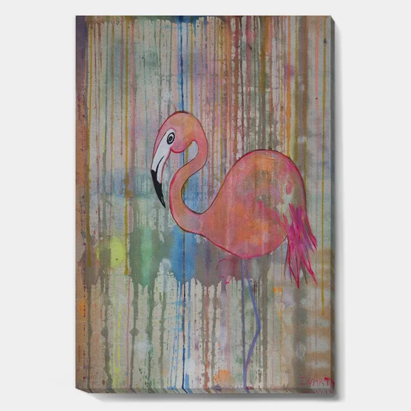Porch & den &Flamingo I& Cottage Canvas Wall Art - 30 in. Wide x 40 in. High
