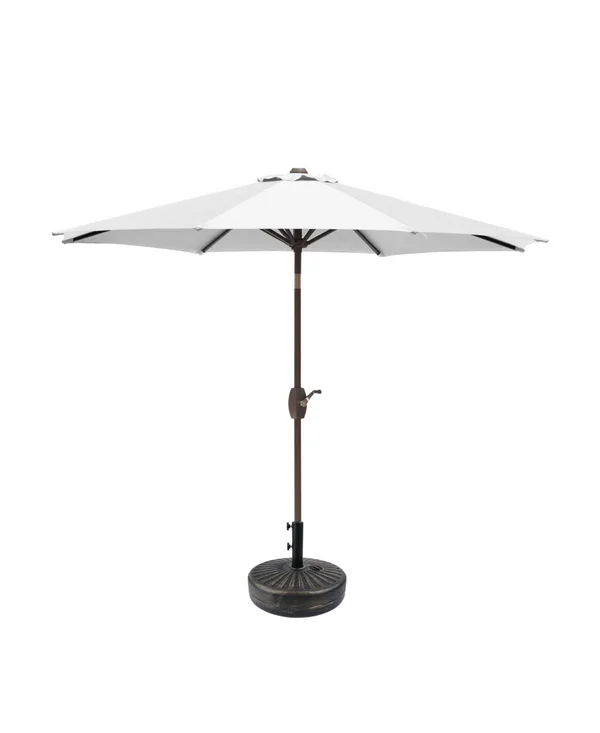 9& Outdoor Patio Market Table Umbrella with Round Base - White