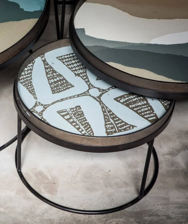 Ethnicraft Round Tray Coffee Table Set - Small/Large