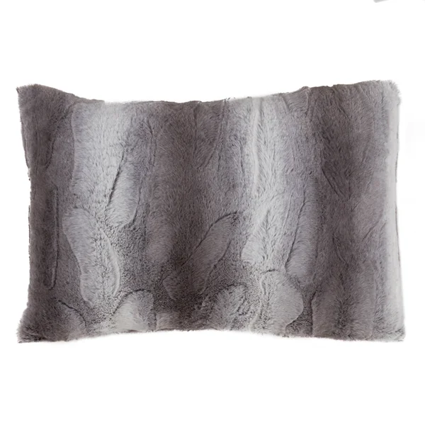 Saro Lifestyle Faux Fur Decorative Poly Filled Throw Pillow Grey 20 inchx20 inch Feather Down - Size: 20 x 20, Gray