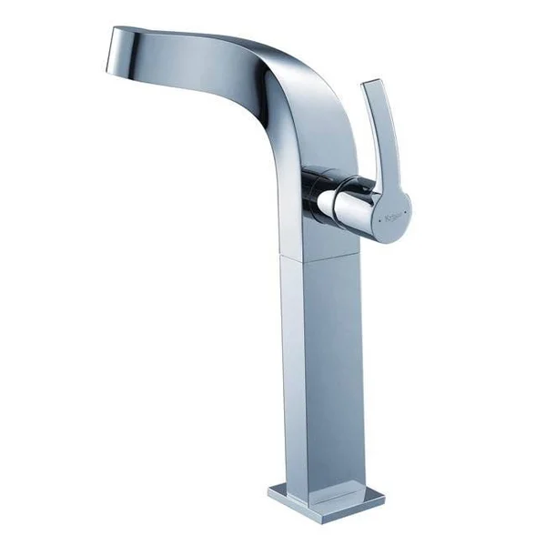 Kraus C-KCV-120-15100CH White Square Ceramic Sink and Typhon Faucet - Chrome