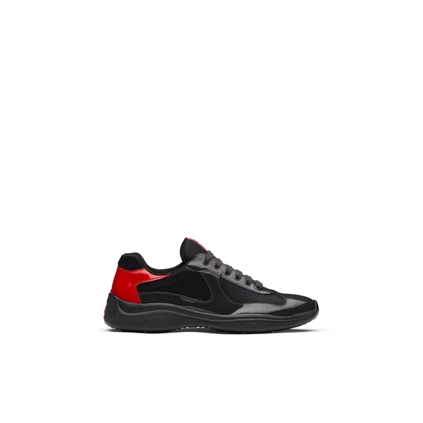 Prada America&s Cup Sneakers - Men, Anthracite Gray/Red, Size 7.5
