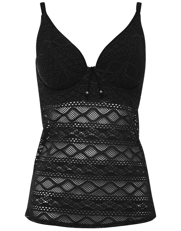 Freya Sundance Padded Tankini Top Black 34F