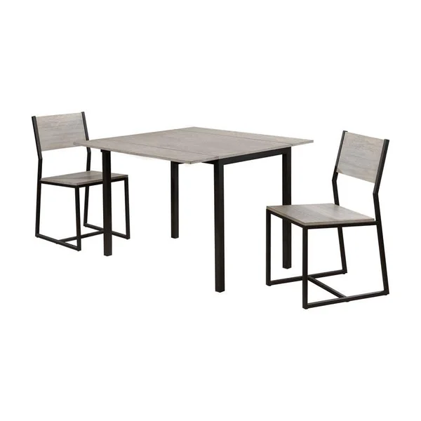 Furniture of America Ervin 3-Piece Wood Dining Table Set in Gray and Sand Black