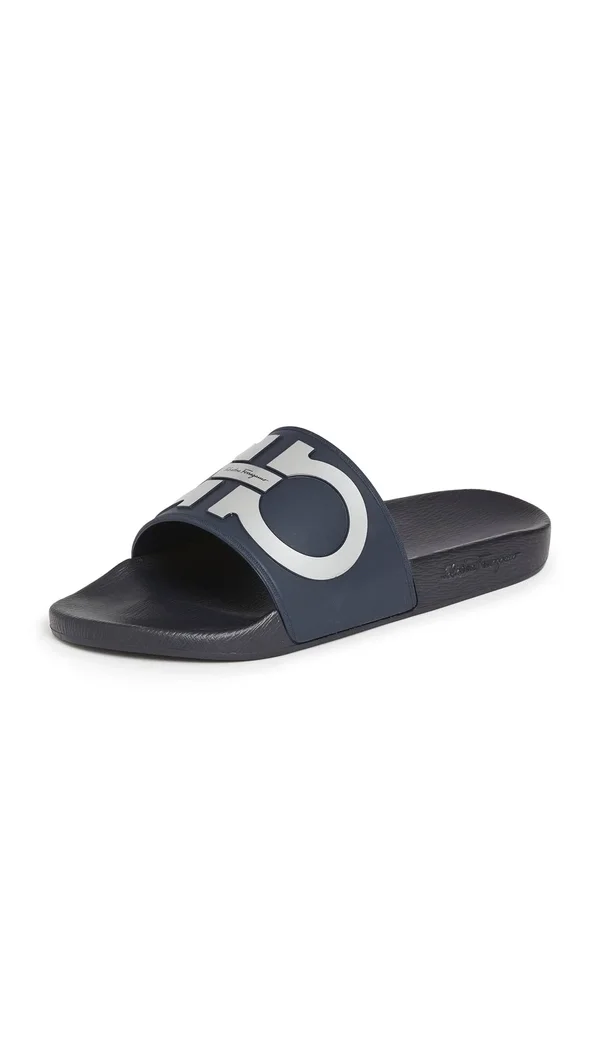 Men's Salvatore Ferragamo Groove 2 Slide Sandal, Size 13 M - Blue