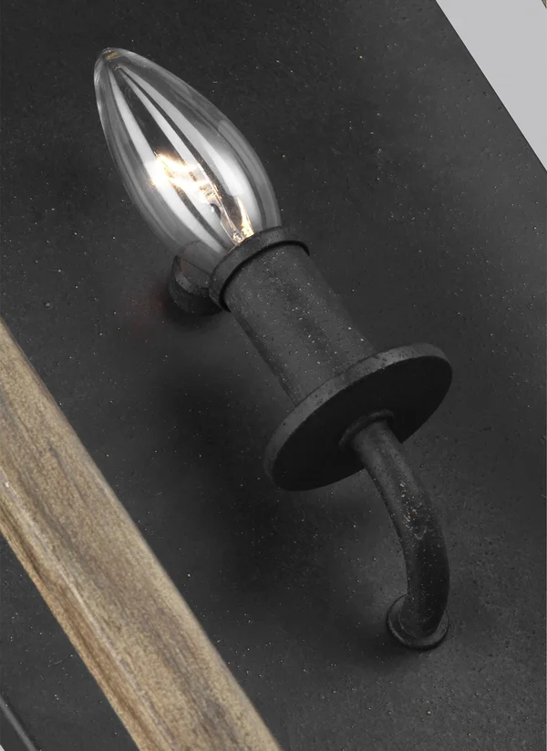 Feiss WB1877WOW-AF Gannet Light Wall Sconce Weathered Oak Wood - Antique Forged Iron