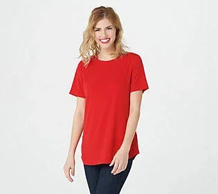 Susan Graver Modern Essentials Liquid Knit Top, Size X-Small, Vivid Poppy