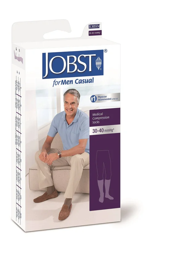 Jobst for Men Casual Knee High Socks - (30-40 mmHg) Khaki - Medium