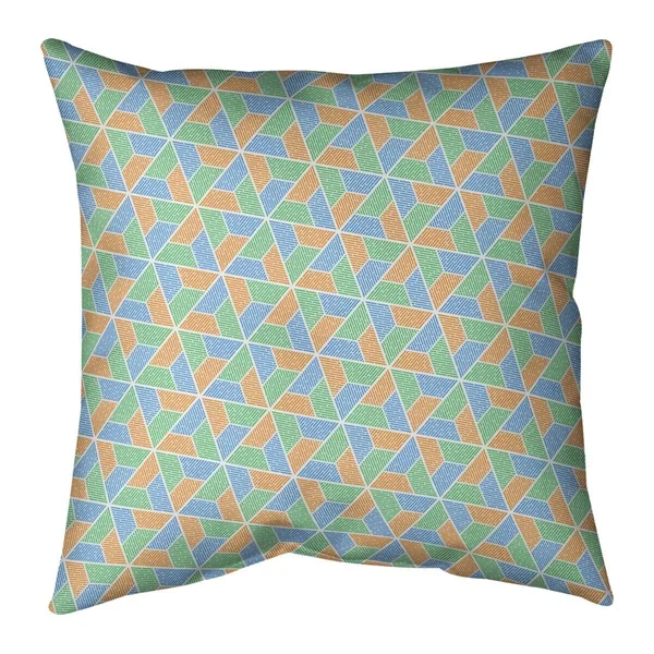 Green Feature Three Color Trapezoids Throw Pillow - 26 x 26 - Green Pink & Red - Polyester