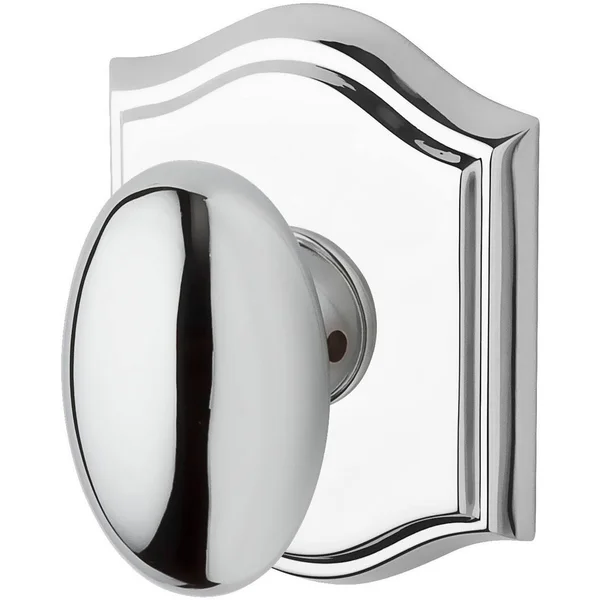 Ellipse Privacy Door Knob with Traditional Arch Rose Baldwin Finish: Polished Chrome
