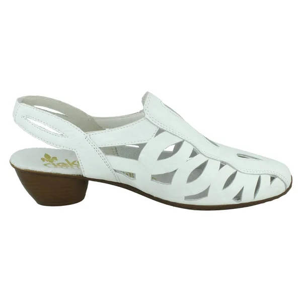 Rieker 43779-81 White Leather Womens Sandals 38 EU