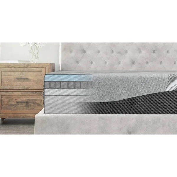 Pemberly Row 12x22 Twin XL Mattress with Cooling Gel Memory Foam in Gray