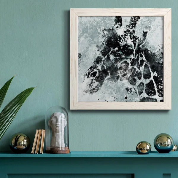 Giraffe-Premium Framed Canvas - Ready to Hang - 34.5x34.5 - Black