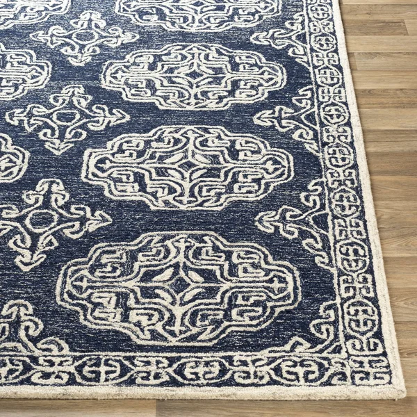 Traditional BHS-0082036 Tufted Wool Navy Medallion Rug - 8' x 10'