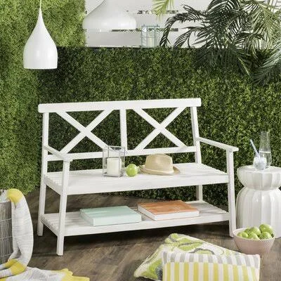 Latulipe Wood Garden Bench Lark Manor Color: White