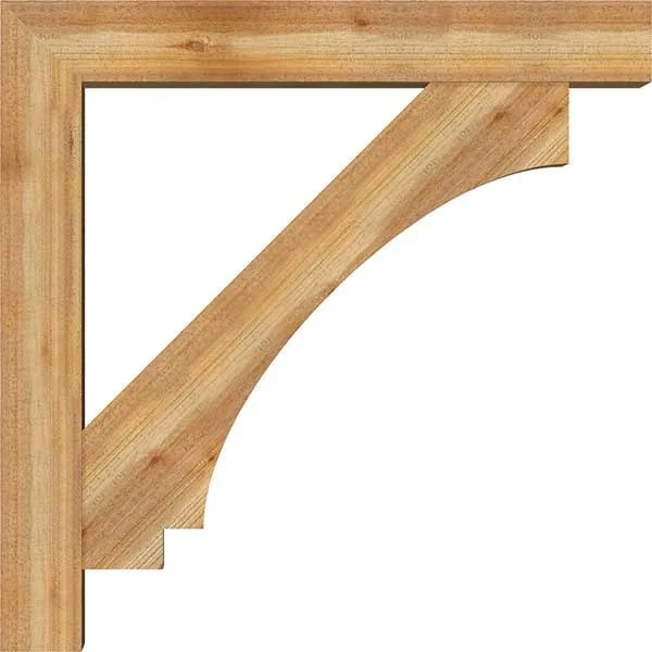 Ekena Millwork BKT0806X48X48IMP05RWR 8x22W x 48x22D x 48x22H Imperial Block Rough Sawn Bracket w/ Offset Brace - Western Red Ceda