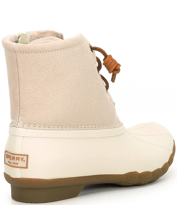 Women's Sperry Saltwater Serpent Leather Duck Boot Black - Size 6M
