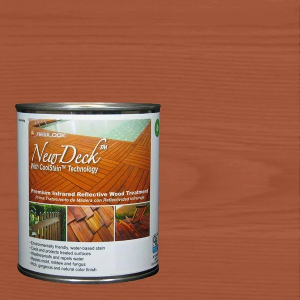 NewDeck 1 gal. Water-Based Summerwood Infrared Reflective Wood Stain, Summerwood: 403 in Either Solid or Semi-Transparent