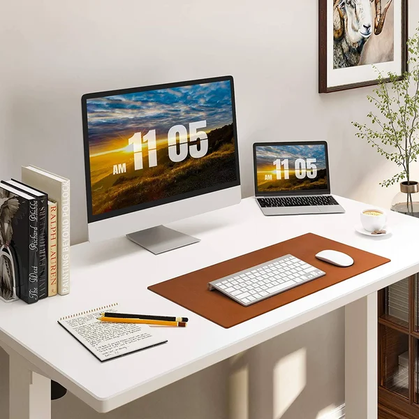 FlexiSpot EC1 Electric White Standing Desk Adjustable Height Desk - 48 x 30 Inches Whole Piece Board Sit Stand Desk Home Office W