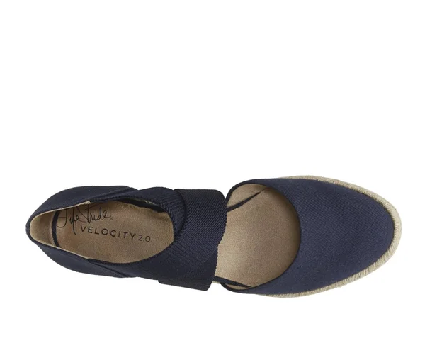 LifeStride Women's Keaton Espadrille Wedge, Navy Solid Canvas