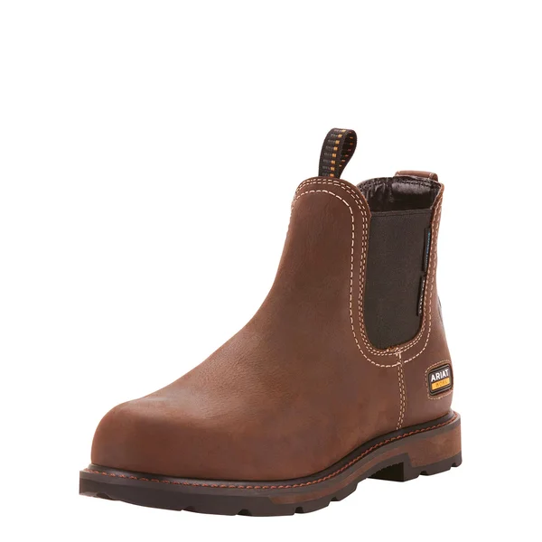 Ariat Groundbreaker Chelsea H2O Steel Toe (Dark Brown) Men's Work Boots