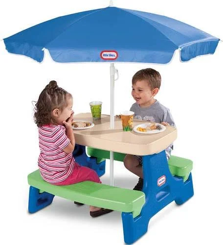 Little Tikes Easy Store Jr. Play Table with Umbrella - Blue\Green