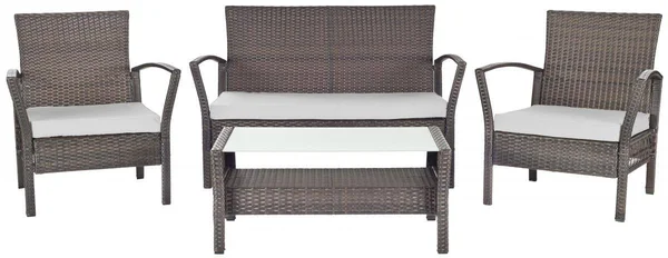 Safavieh Avaron 4 PC Outdoor Set - Brown, Grey