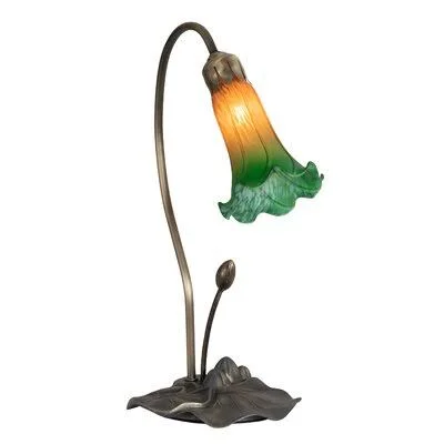 Creola Arched Table Lamp Loon Peak Shade Color: Amber/Green - Size: 24x22 H x 16x22 W x 16x22 D