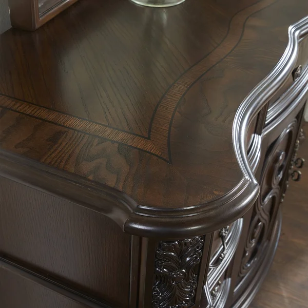 Steve Silver Royale Brown Cherry 9-Drawer Dresser and Mirror