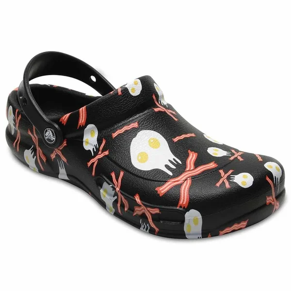 Crocs Unisex Bistro Graphic Clog - Size: 9, Black/White