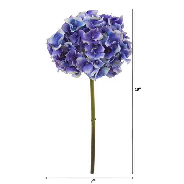 Nearly Natural 19in. Hydrangea Artificial Flower Set of 6 - Pink/White