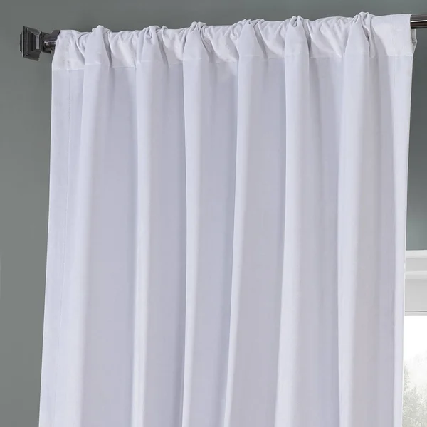 Exclusive Fabrics & Furnishings Digital Grey Gray Performance Velvet 50 in. W x 96 in. L Rod Pocket Blackout Curtain Pair (2