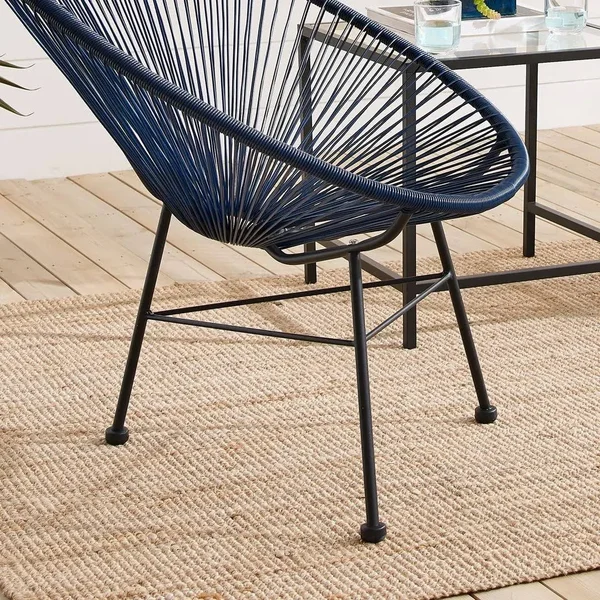 Sarcelles Modern Wicker Chairs (Set of 2) - Dark Blue