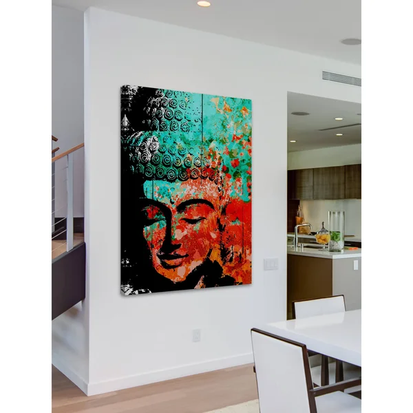 Marmont Hill Buddha Green Red by Rick Martin Painting Print on Wrapped Canvas - Size: 30x22 x 36x22