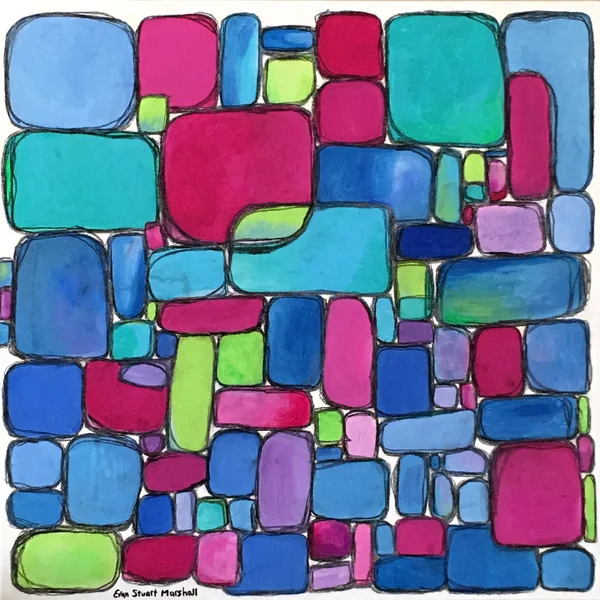 Tangletown Fine Art 30x22x30x22 Cohabitation by Evan Stuart Marshall Wall Art Print on Canvas Blue