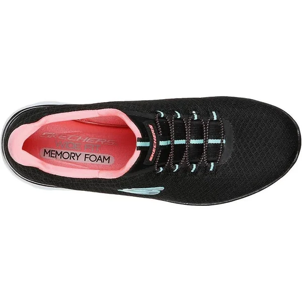 Skechers Women's Summits Sneaker - Black, Black/Pink