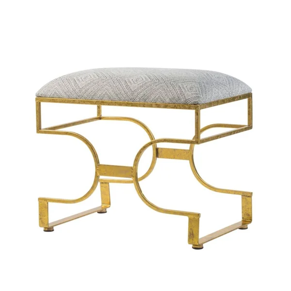 23.5x22 Gold Classic Vintage Style Upholstered Rectangular Bench