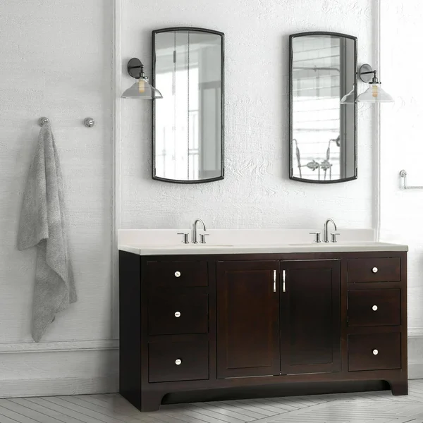 Design House 61 in. W Cultured Marble Vanity Top in White with White Double Bowl - Reinforced Packaging 597401