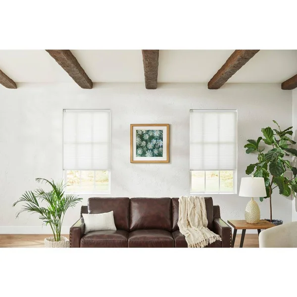 Home Decorators Collection White Cordless Light Filtering Cellular Shade - 52.5 in. W x 72 in. L (Motorization Compatible), Whis