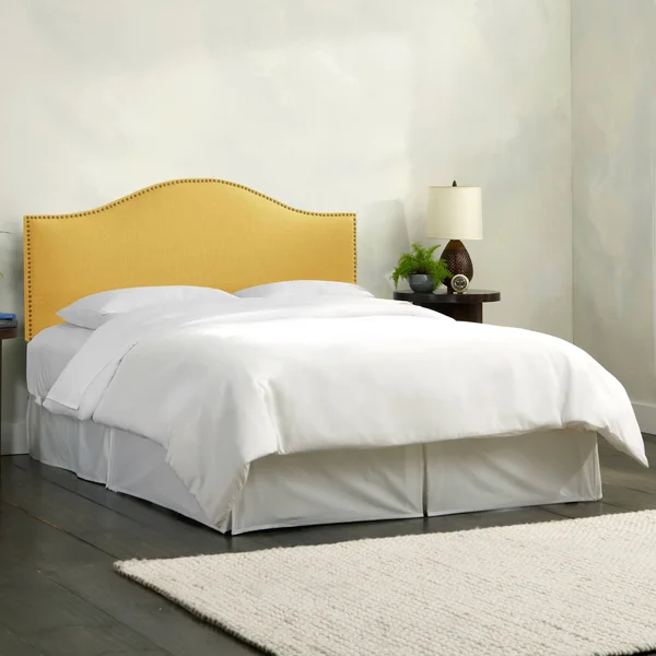 Skyline Furniture Linen French Yellow Nail Button Headboard (Full)