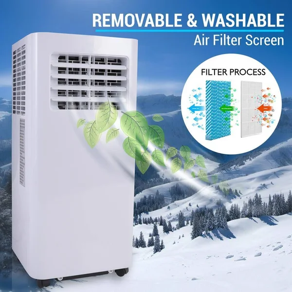 Serenelife SLPAC105W 300 Square Feet 10000 BTU Portable Air Conditioner w/Remote