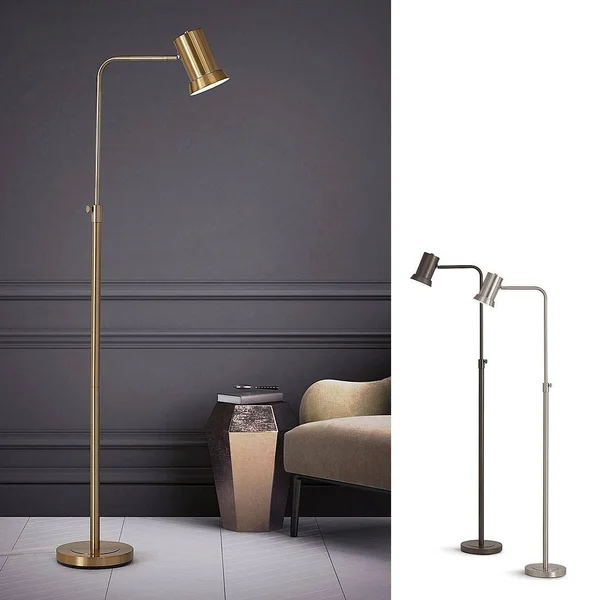 HOMEGLAM Studio 70 in. Adjustable Brushed Nickel Finish 1-Light Metal Floor Lamp