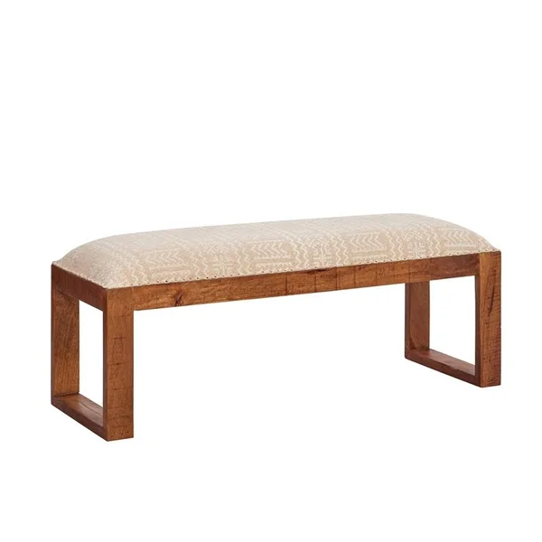 Powell Bridget Wood Upholstered Bench in Natural Brown - PCYMX141