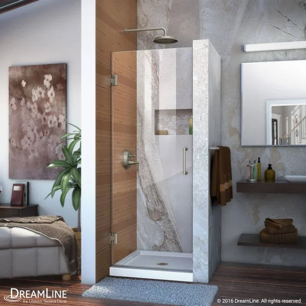 DreamLine SHDR-20267210F-04 Unidoor 26 in. W x 72 in. H Frameless Hinged Shower Door Brushed Nickel
