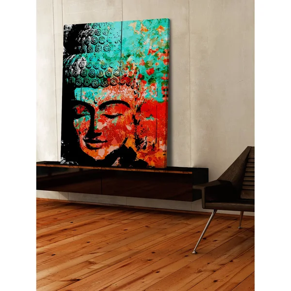 Marmont Hill Buddha Green Red by Rick Martin Painting Print on Wrapped Canvas - Size: 30x22 x 36x22