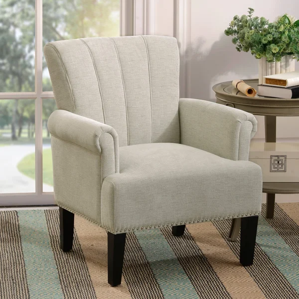 AOOLIVE Modern Button-Tufted Wingback Accent Chair - Cream