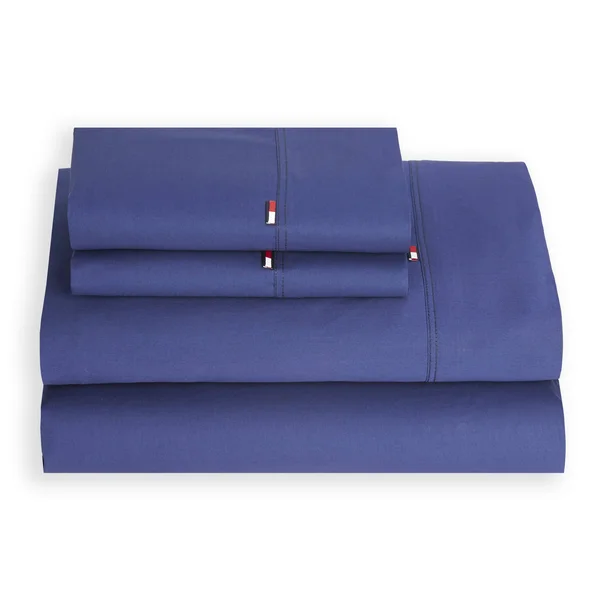 Tommy Hilfiger Signature Solid Sheet Set - Full, Dark Blue